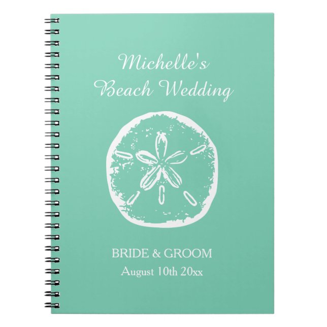 Mint green beach wedding organiser planner book (Front)