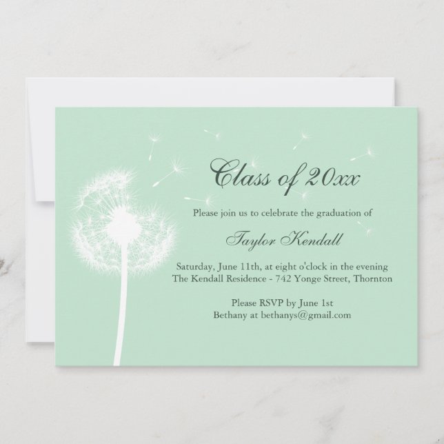 Mint Green Best Wishes Graduation Invitation (Front)
