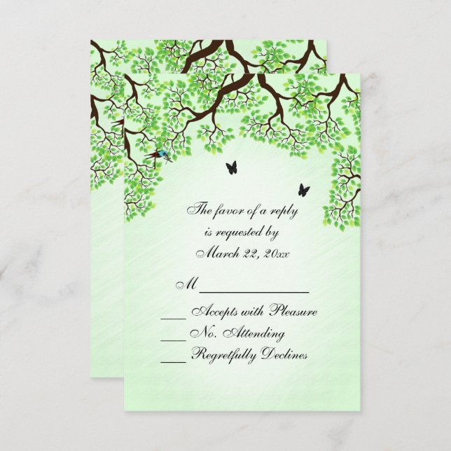 Mint Green Bicycle Theme Wedding RSVP (Front/Back)