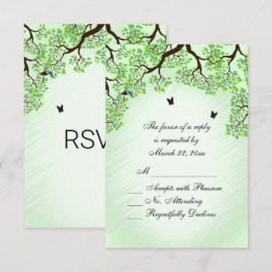Mint Green Bicycle Theme Wedding RSVP Card