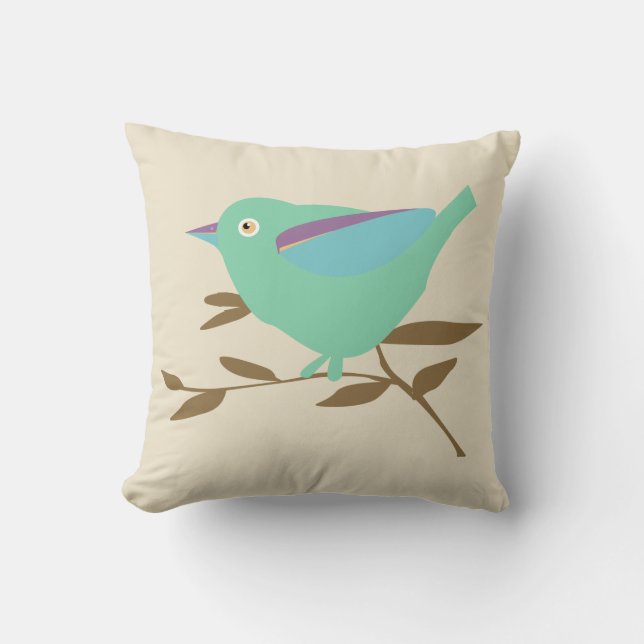 Mint green bird cushion (Front)