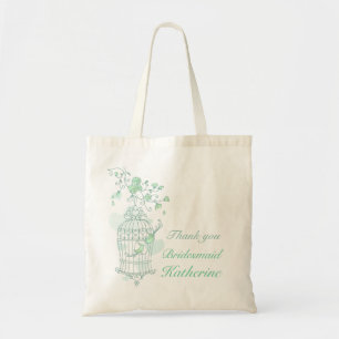 Mint green birds wedding attendant bag