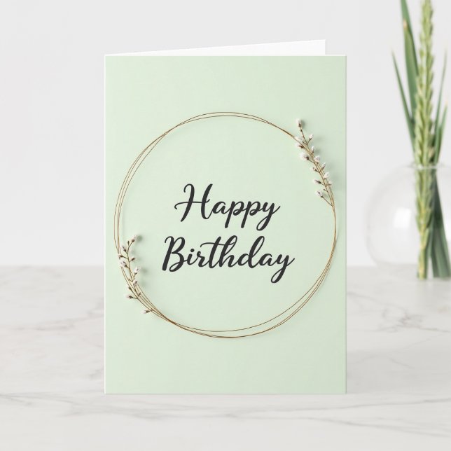 Mint Green Birthday Script Card (Front)