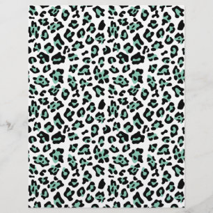 Mint Green Black Leopard Animal Print Pattern