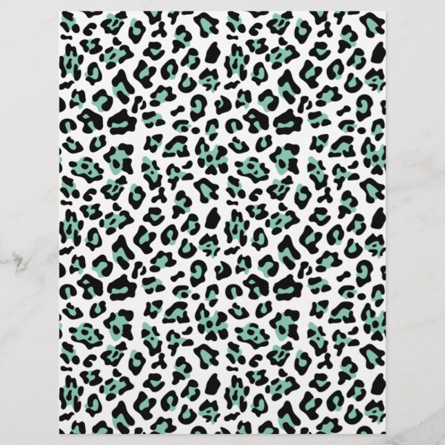 Mint Green Black Leopard Animal Print Pattern (Front)