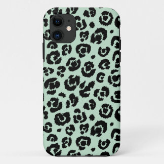 Mint Green Black Leopard Print Case-Mate iPhone Case