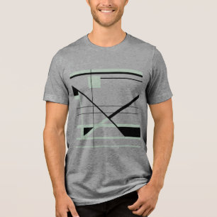 Mint Green Black Minimalist Shapes Lines Design Tri-Blend Shirt