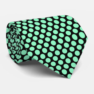 Mint Green Black Polka Dots Tie