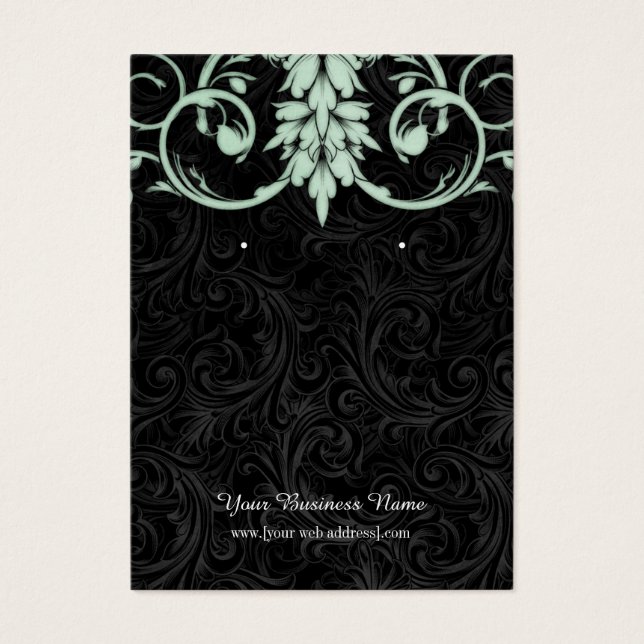 Mint Green Black Vintage Custom Earring Card (Front)