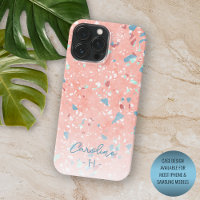 Mint Green Blue White Coral Red Terrazzo Pattern