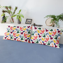 Mint Green Blush Pink Blue Hearts Art Pattern