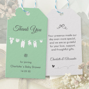 Mint Green Boho Elegant Thank You Baby Shower Gift Tags