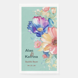 Mint Green Bold Wildflower Floral Napkin