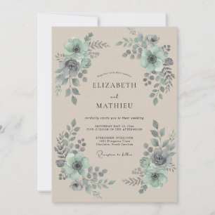 Mint Green Botanical Arch Wedding Invitation