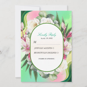 Mint Green Botanical Wedding RSVP Card