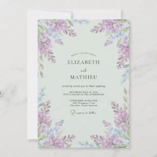 Mint Green Breezy Lavender Wedding Invitation