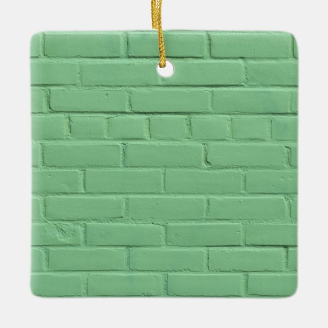 Mint Green Brick Wall   Ceramic Ornament (Front)