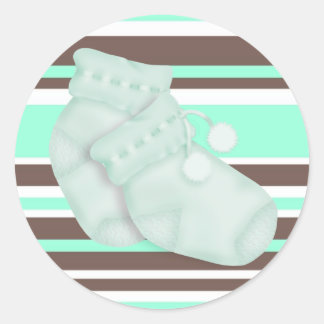 Mint Green Brown Baby Shower Sticker