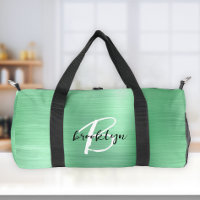 Mint Green Brushed Metal Black White Monogram 