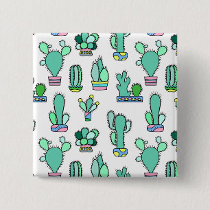 Mint Green Cactus & Succulent Plant Pattern 15 Cm Square Badge