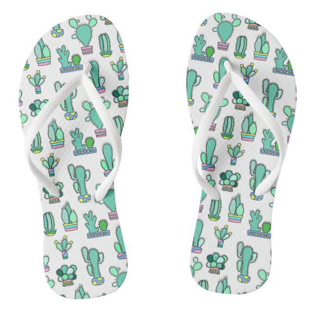Mint Green Cactus & Succulent Plant Pattern Jandals (Footbed)