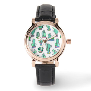 Mint Green Cactus & Succulent Plant Pattern Watch