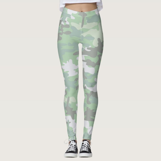 Mint Green Camo Leggings (Front)