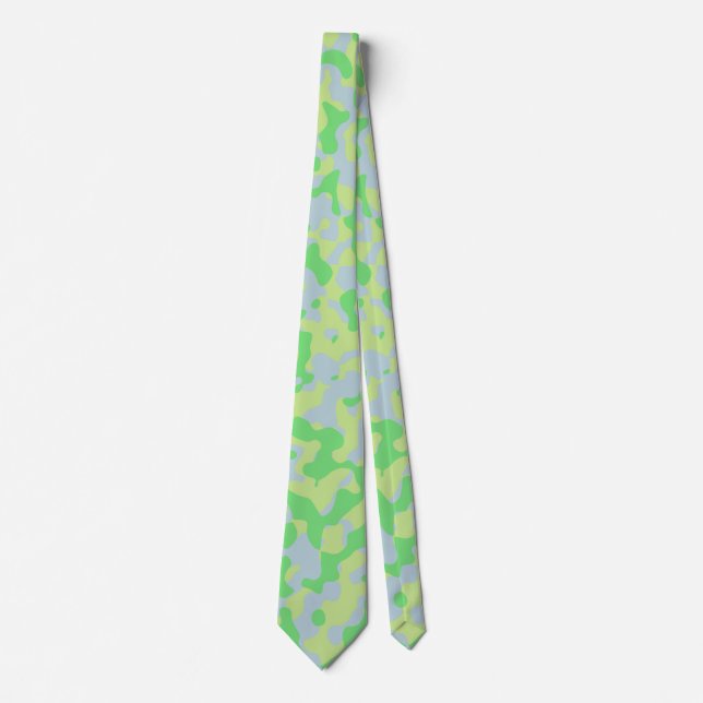 Mint Green Camouflage in Light Olive and Soft Grey Tie (Front)