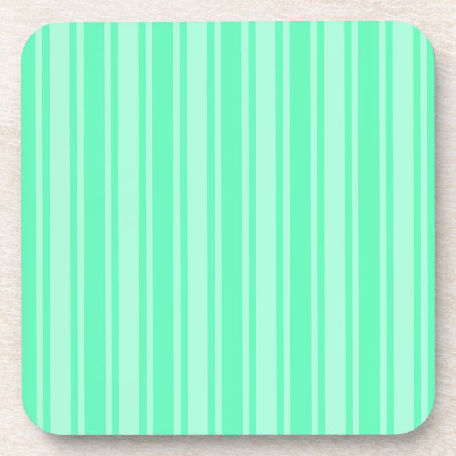Mint green candy stripes coaster (Front)
