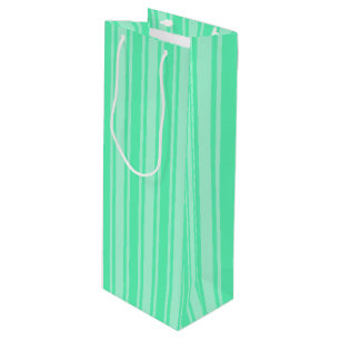 Mint green candy stripes wine gift bag