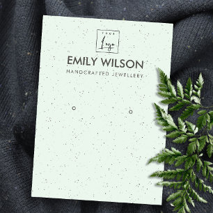 MINT GREEN CERAMIC TEXTURE EARRING DISPLAY LOGO BUSINESS CARD