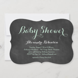 Mint Green Chalkboard Baby Shower Invitation