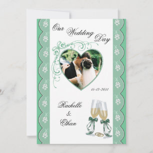 Mint Green Champagne Glass Wedding  Invitation