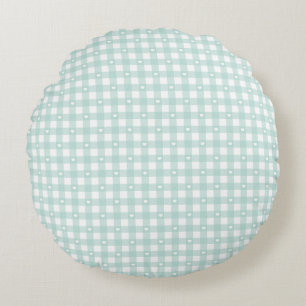 Mint Green Checks Round Cushion