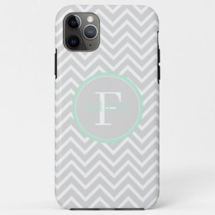 Mint Green Chevron Monogram Case-Mate iPhone Case