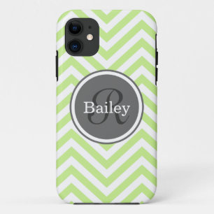 Mint Green Chevron Monogram Case-Mate iPhone Case