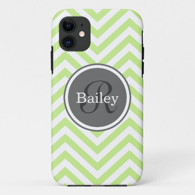 Mint Green Chevron Monogram Case-Mate iPhone Case (Back)