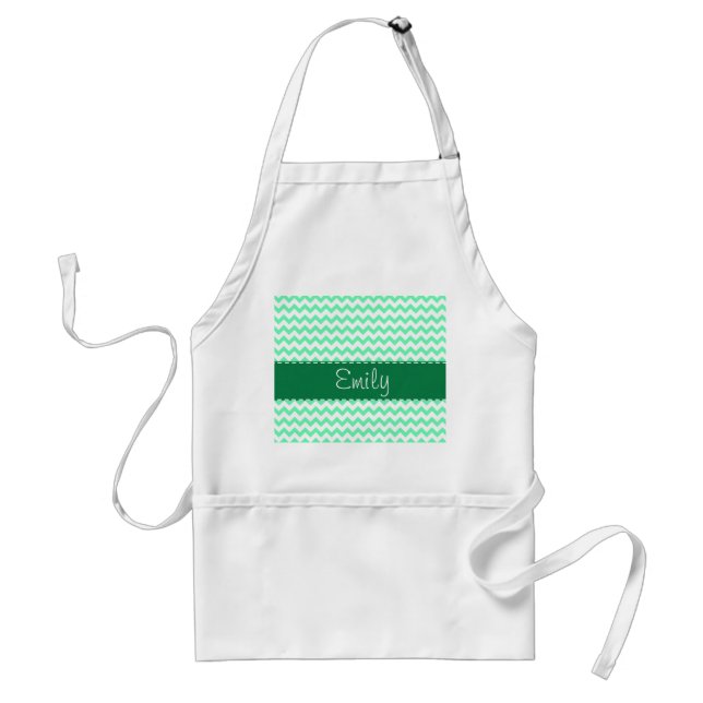 Mint Green Chevron Standard Apron (Front)