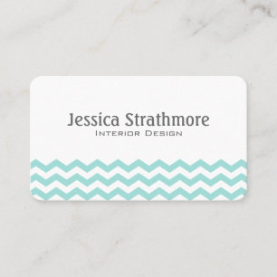 Mint Green Chevron Stripes Pattern Business Card