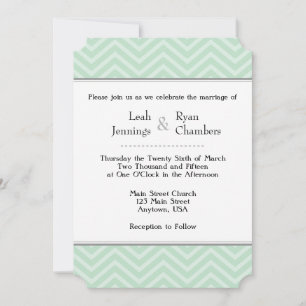 Mint Green Chevron Wedding Invitation