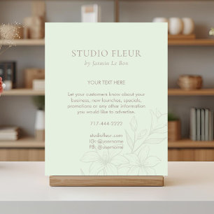Mint Green Chic Floral Text Promotional Poster