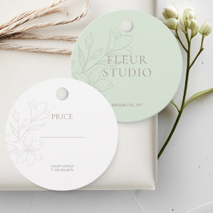 Mint Green Chic Minimal Floral Price Tags