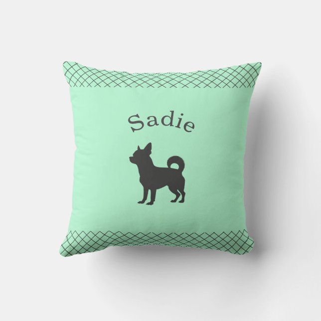 Mint Green Chihuahua Personalized Matching Cushion (Back)