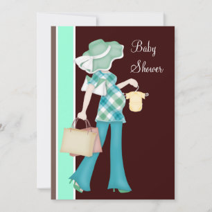 Mint Green Chocolate Brown Baby Shower Invitation