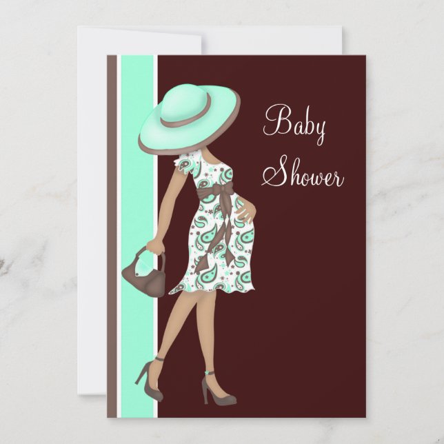 Mint Green Chocolate Brown Baby Shower Invitation (Front)