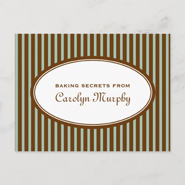 Mint green chocolate brown custom recipe card (Front)