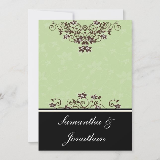 Mint Green & Chocolate Brown Wedding Invitation (Front)