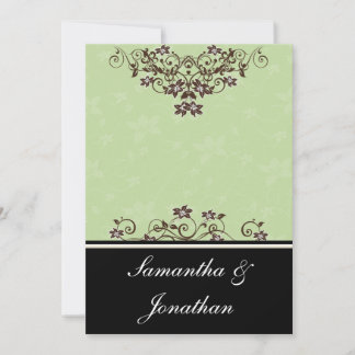 Mint Green & Chocolate Brown Wedding Invitation