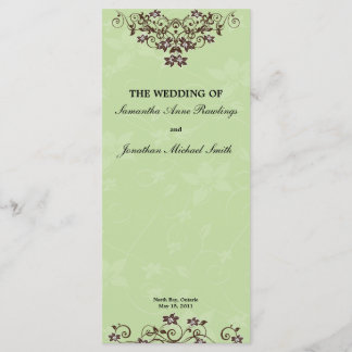 Mint Green & Chocolate Brown Wedding Program Programme
