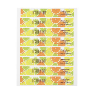 Mint Green Citrus Fruit Slices Return Address Wrap Around Label